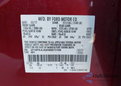 2017 Ford Edge Sel z USA, uszkodzony, nr VIN 2FMPK4J92HBB73196